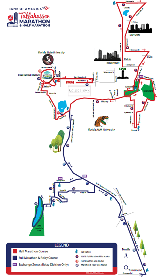 A map showing the marathon route